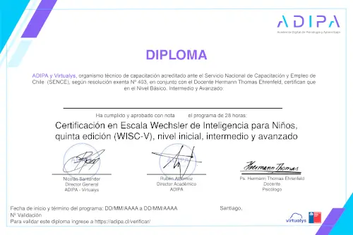 Ejemplo del certificado del programa